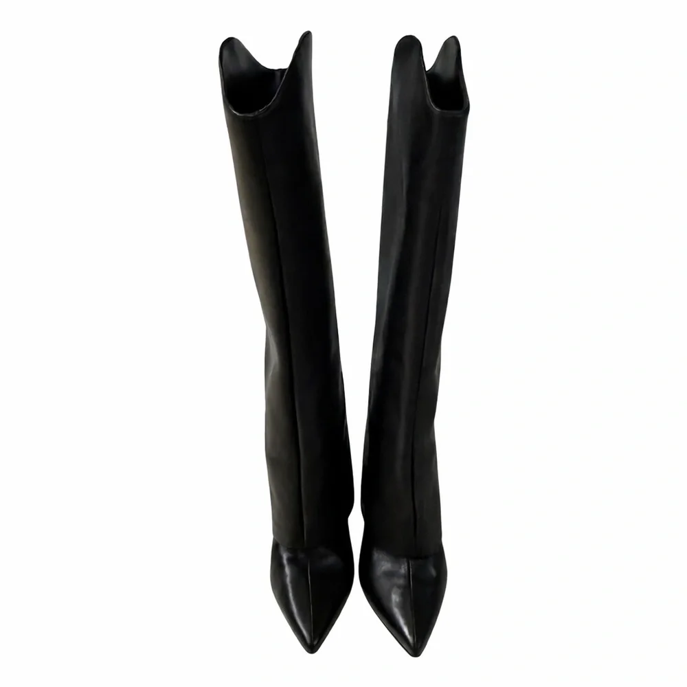 Schutz Maryana Cloak Black Leather Boots 8